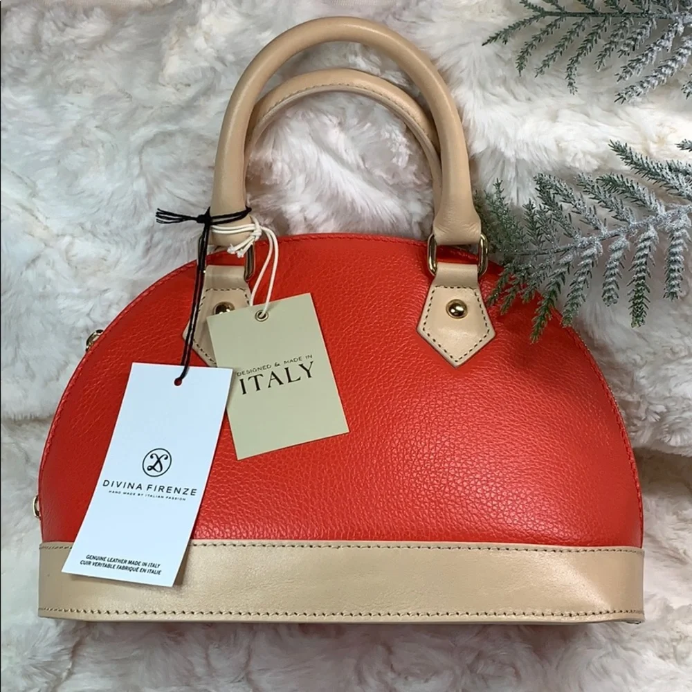 Divina Firenze, handbag, Bright coral, leather